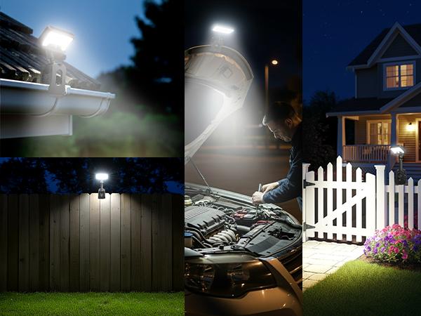 FABSTYL Solar Clip Lights with Motion Sensor,IP65 Waterproof Wireless Security Lighting for Yard, 4-Color Adjustable Outdoor Solar Flashlight with Remote Durable High Lumens 2 Pack