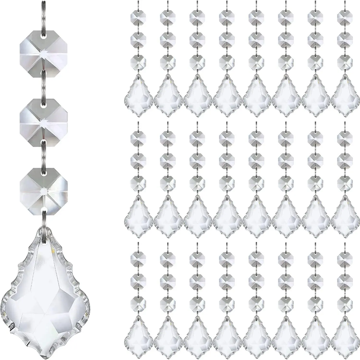 30 Piece Set Angel Christmas Tree Decorations, Acrylic Crystal Hanging Ornaments, Maple Leaf Shape, Indoor Christian Religious Home and Wedding Party Supplies, Holiday Decor