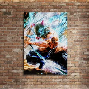 Inosuke Hashibira Metal Poster, Demon Slayer Anime Wall Art, Beast Breathing Manga Print( Unframed - Print Only )