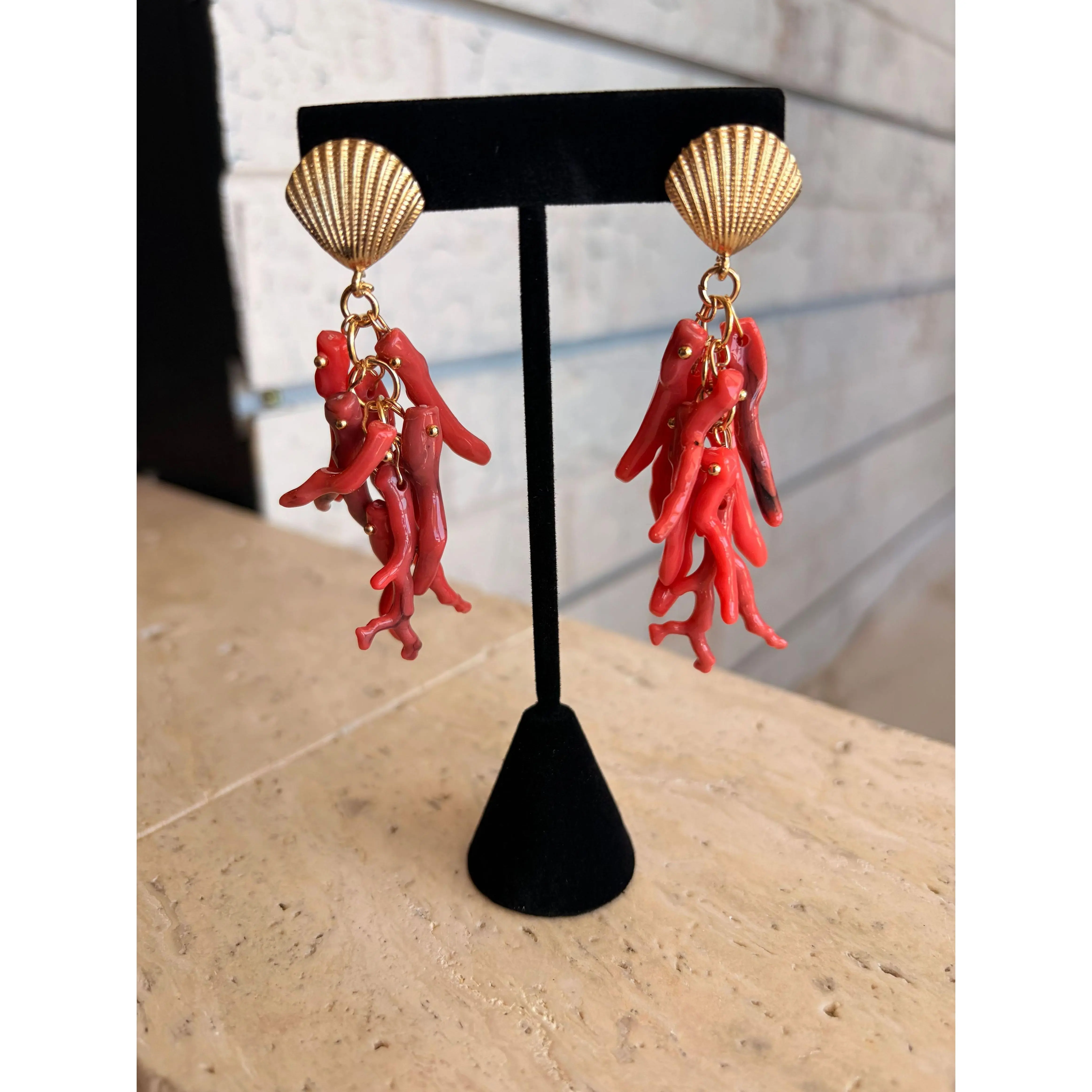 Coastal Red Coral Earrings