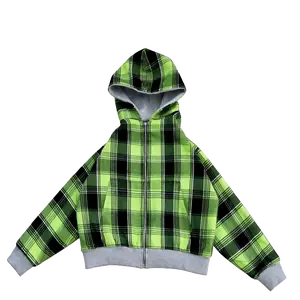 Flannel Reversible Hoodie - Green/Gray