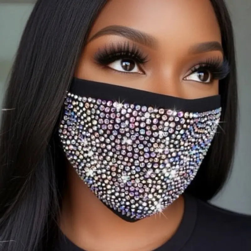 Multicolor AB Rhinestone Fashion Mask with Sparkling Gems for Stylish Protection
