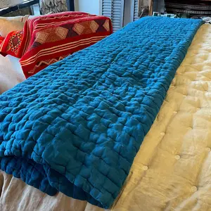 Wavy Linen Throw Blanket