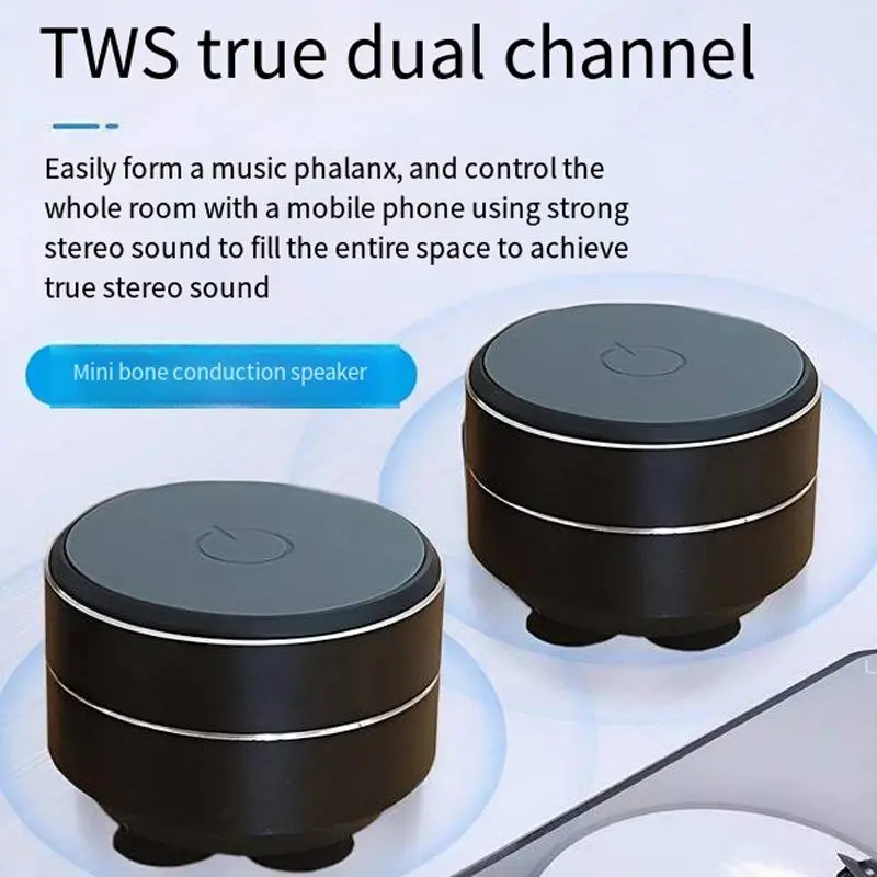 Wireless bone conduction speaker, bluetooth speaker tws speaker high-fidelity sound quality and bass enhancement, USB charge , with suction cup and carrying strap, Portable Audio Speaker