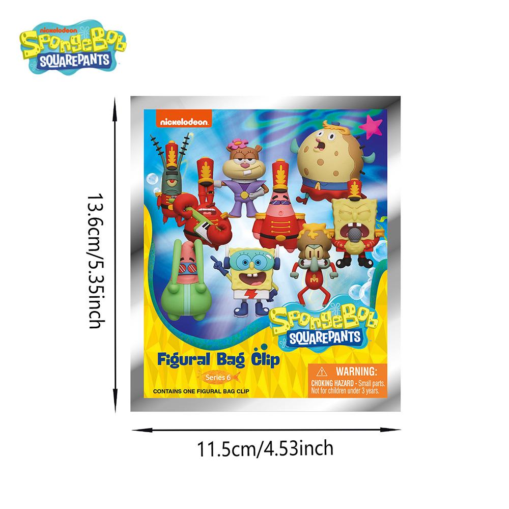 1PC Officially licensed SpongeBob SquarePants 3D animated blind box keychain featuring random characters like SpongeBob Patrick Star Squidward Tentacles Mr. Krabs and other friends from Bikini Bottom. Includes one adorable PVC collectible charm, Nickelode
