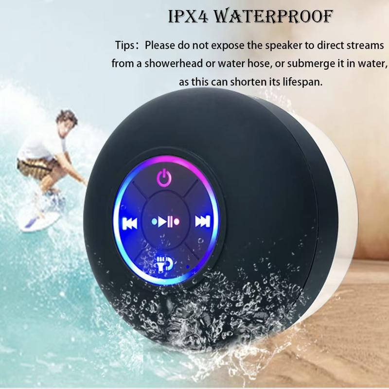 Waterproof Bluetooth Shower Speaker with LED, IPX4 Portable Wireless Hands-Free Mini Speaker, USB Rechargeable for Bath Beach Home - Audio, Smartphone Waterproof Bluetooth Shower Speaker with LED, IPX4 Portable Wireless Hands-Free Mini Speaker, USB Rechargeable for Bath Beach Home - Audio, Smartphone