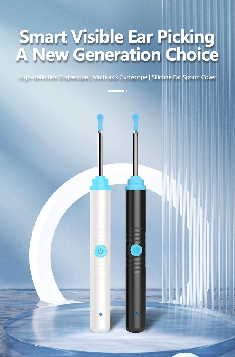 Silicone Ear Hygiene Set, HD Visual Earwax Removal Tool with Camera, 1296P HD Camera Ear Cleaner, Compatible with iPhone and Android Phones, Springtok, Spring Gift Set