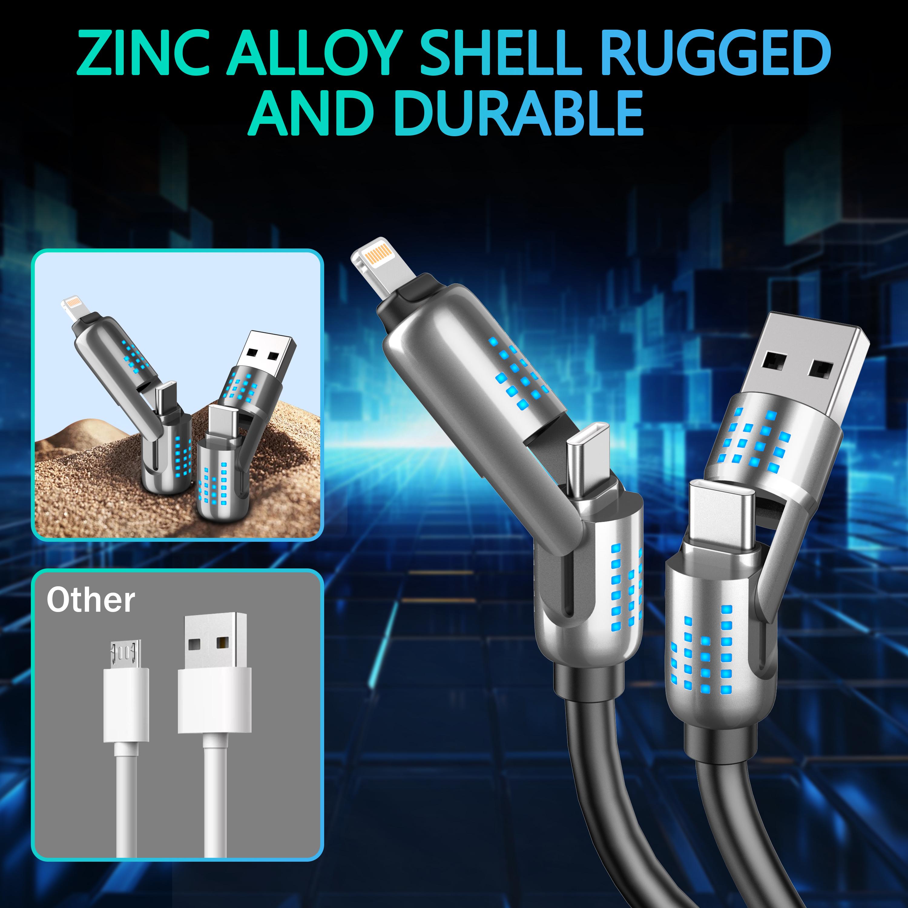 240W 4-in-1 USB-C Fast Charging Cable, USB-C & Lightning & USB-A Combo, PD 5A Power Delivery, Universal Charging & Data Sync Cable for Phones, Tablets, Laptops 240W 4-in-1 USB-C Fast Charging Cable, USB-C & Lightning & USB-A Combo, PD 5A Power Delivery, Universal Charging & Data Sync Cable for Phones, Tablets, Laptops