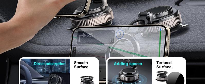 Magnetic Car Phone Holder for MagSafe: 28+LBS Strong Suction Vacuum Phone Mount for Men/Women - 360° Rotatable Adjustable Portable Cell Phone Stand for iPhone 12-16 Pro Max Plus