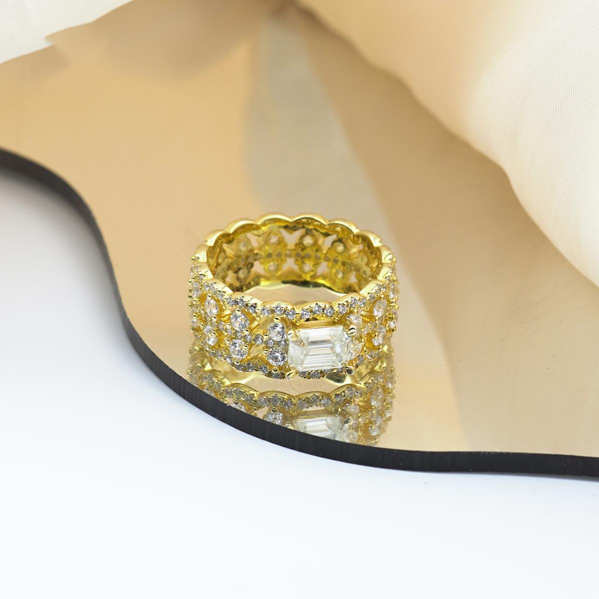 Delzzad 1ct Octagon Luxury Ring Synthetic Moissanite Ring Band In 925 Sterling Silver Birthday Anniversary Mother's Day Christmas Gifts for Men Women