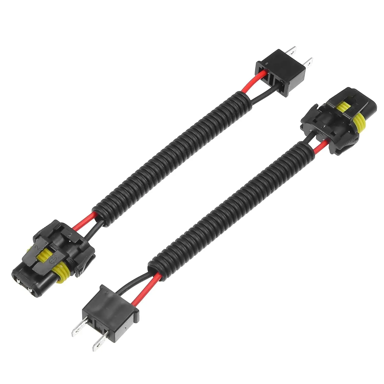 - 2 Pcs H7 Male to 9005 9006 Female Extension Wire Harness Headlight Fog Lamp Bulb Socket Adapter Pigtail, Universal for Car Truck Durable Plastic Black 16 AWG 100% Copper Wiring