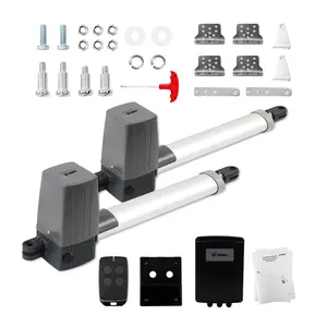 Swing Gate Opener 300KG/660LBS for Single Gate, Heavy Duty Automatic Gate Operator with Remote Controls, 80W 24V DC Motor, Supports 8.2ft Gate Leaf, Inward/Outward Opening, 110V AC with Solar/Battery Ready