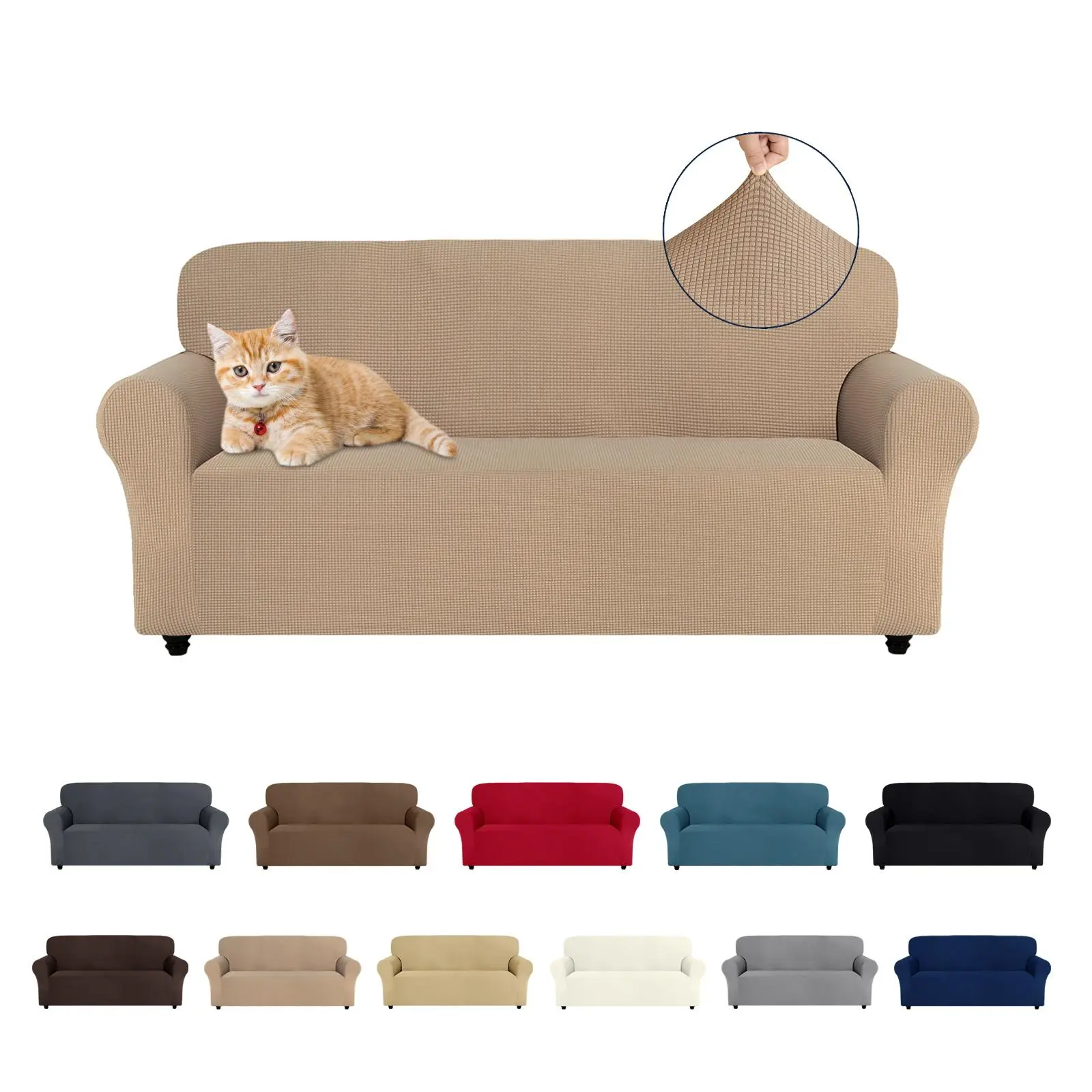 Easy-Going Stretch Couch Cover for Sofa - 1/2/3 Seats Universal Sofa Protector, Pet-Friendly Washable Polyester Spandex Jacquard Fabric, Elastic Bottom, House Decor Furniture Makeover Solution,back to school,dorm essentials,home decor,home essentials