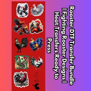 Rooster DTF Transfer Bundle | Fighting Rooster Designs | Heat Transfers Ready to Press