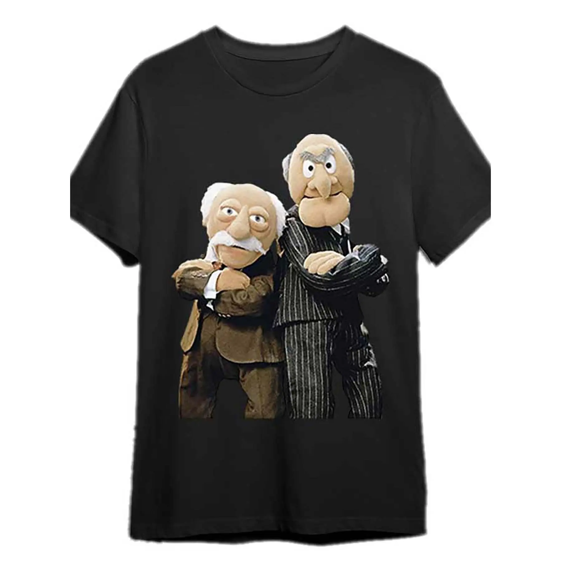 [100% Cotton] Men'S Black  T-Shirt Featuring Statler And Waldorf From "The Muppet Show" - Funny Short Sleeve Graphic Tee, Machine Washable, Fan Merchandise |     Character Print |     Quality Print Golf Gift T-Shirt For Men And Women