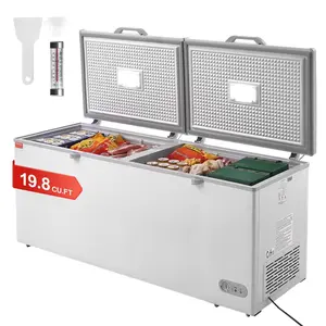 VEVOR Chest Freezer,  , 19.8 Cu.ft / 561 L Large Deep Freezer with Split Top Double Locking Lids, Freestanding Commercial Chest Freezer & 4 Removable Baskets, 7-Level Adjustable Temp, LED Light, 6 Wheels