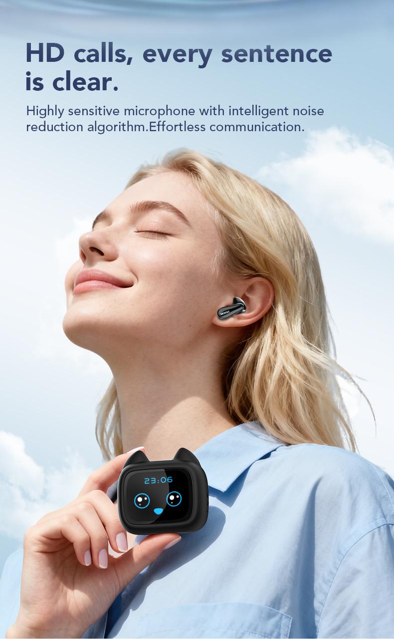 MINISO MS102 Bluetooth 6.0 earphones, LED display, IPX5 waterproof wireless earphones, in-ear style, suitable for business and travel.