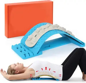 Back Stretcher for Lower Back Pain Relief – 4-Level Adjustable Lumbar Support Board with Soft Massage Strip