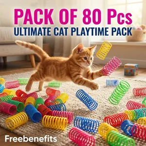 Cat Spring Toys, 16/80 Pack Cat Spiral Springs for Indoor Cats, Colorful & Durable Plastic Spring Coils Attract to Swat, Bite, Hunt, Interactive Toys for Kittens