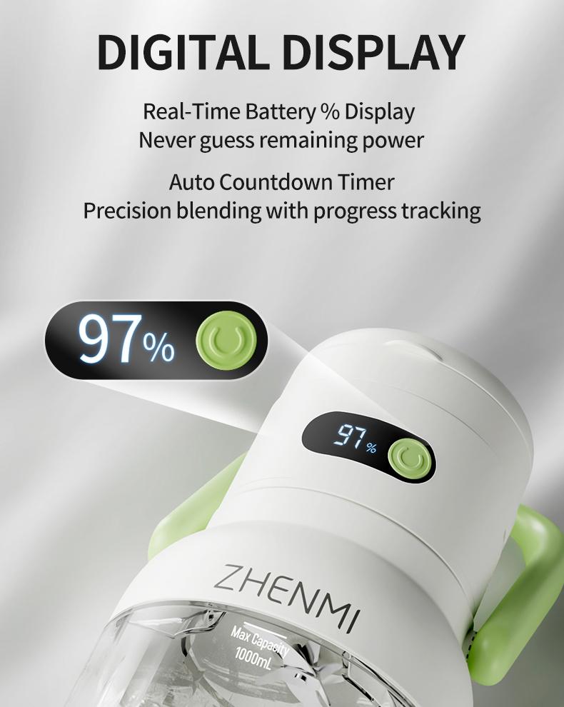 [Live-Ex]  ZHENMI Cordless Portable Blender: BPA-Free, 33oz, Ice Crushing & USB Charging. The Ideal Holidays & Birthdays Gift for Healthy Drinks!