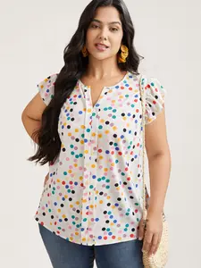 【Summer Turn-Up】BlOOMCHIC Plus Size Polka Dot Flutter Sleeve Blouse [1x-6x] 2026 Summer Pick for Mother's Day