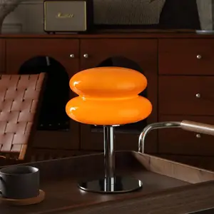 Mushroom Lamp for Bedroom,Mid Century Modern Lamp for Nightstand, Dimmable Retro Egg Tart Bedside Small Lamps,Unique Home Mushroom Decor Aesthetic Cute Table Lamps for Living Room (Orange)