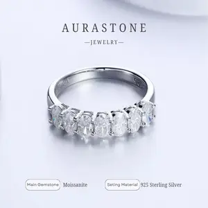 【#38 BD】Synthetic Moissanite S925 Sterling Silver With 2CT Gold 3MM Band Oval Cut Women's Wedding Band Proposal Ring Versatile Row Ring