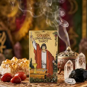 Golden Universal Tarot Deck & Guidebook - 78-Card Tarot Deck with gold foil accents for a luxurious