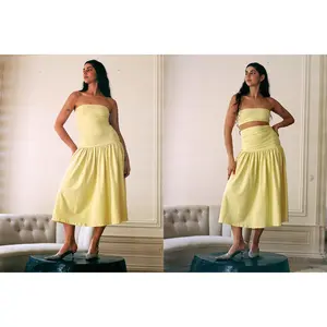 Tube Dropwaist Convertible Dress - Custard