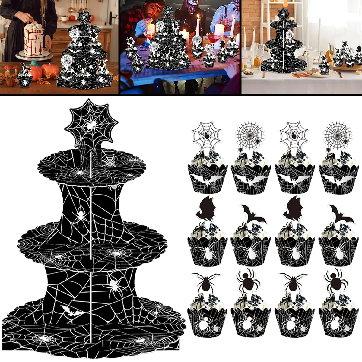 UU Spooky Halloween Cupcake Stand - Unique Halloween Design for Cupcakes and Treats Ornaments Decor