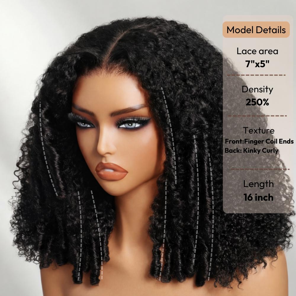 UNice 250% Density Afro Kinky Curly Wig with Burmese Curly Layer Pre Bleached Glueless 7x5 HD Lace Closure Human Hair Wigs with Drawstring Pre Plucked Natural Hairline Beginners Friendly #SpringStatements