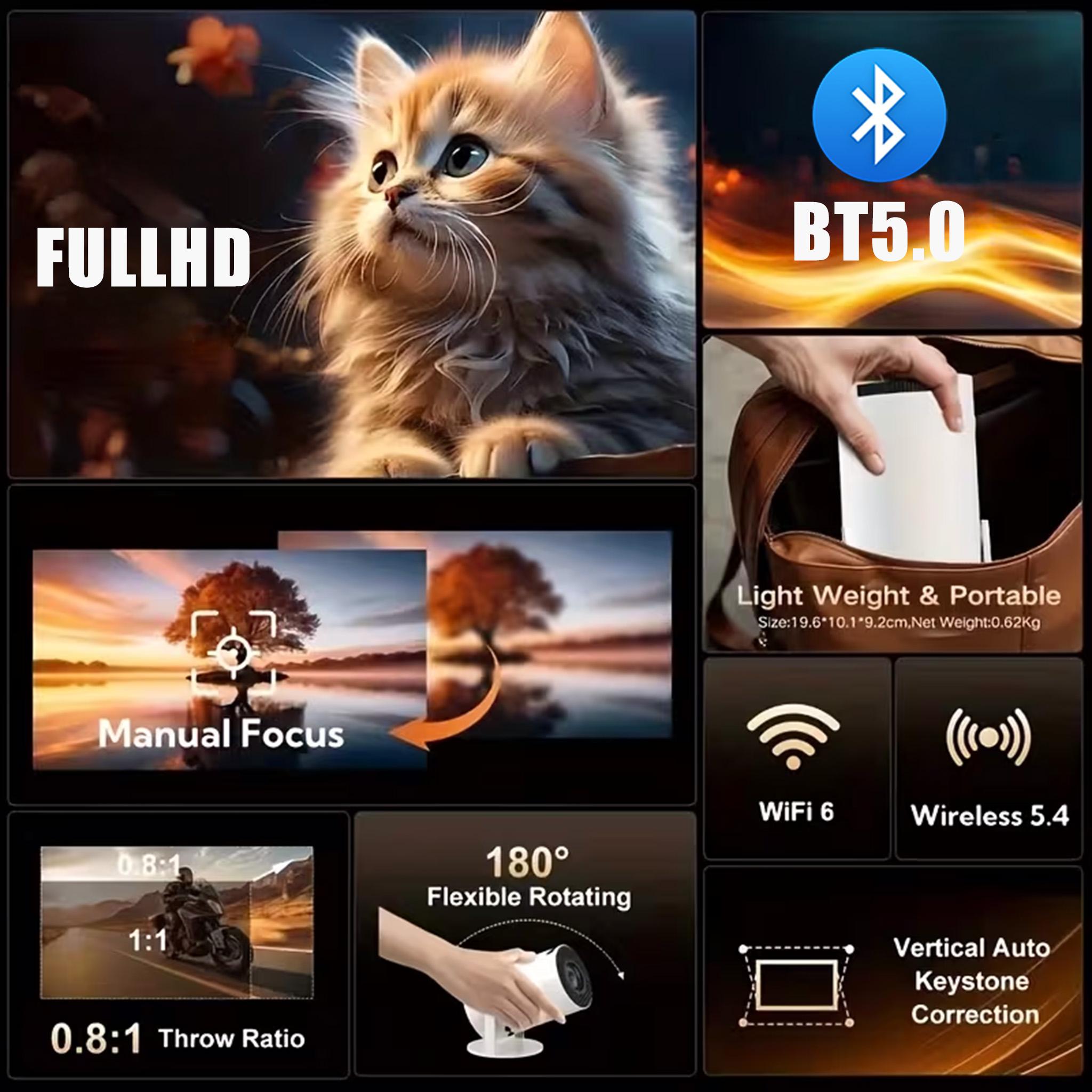 [Holiday Gift] New Portable Electronic Projector, Mini Phone Projector, Office Video Projector, Home Projector, Supports HD Movie Projection, Wall Projection, Suitable for Office, Family Gatherings, Outdoor Camping, Birthday Parties, Valentine's Day Gift