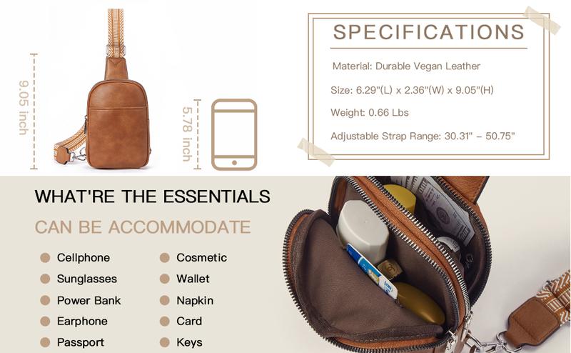 Telena Sling Bag for Women Vegan Leather Fanny Pack Crossbody Bags Chest Bag for Women Sling Purse Fashion