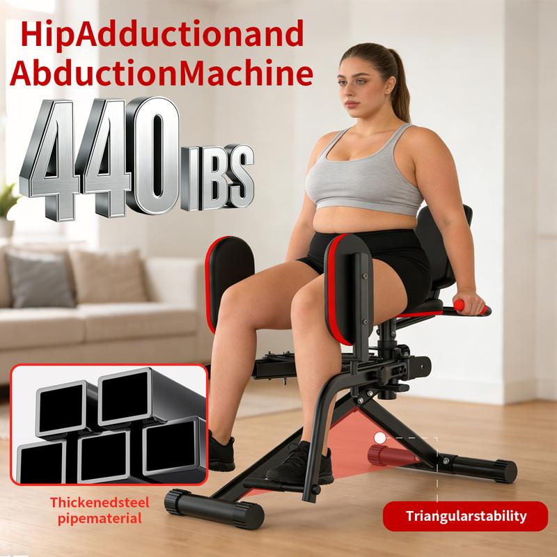2-In-1 Glute Machine - Hip Abduction & Adduction Exercise Equipment - 3 Resistance Levels For Glute Strengthening, For Home Use, Upper Back Exerciser, Adjustable Glute Trainer, Thigh Workout Equipment For Hip Sculpting & Butt Lifting