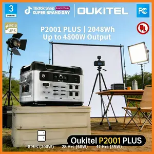 OUKITEL P2001 2048Wh Multi-Output Power Station for Camping Fridge Projector Grill USB-C Folding Panel 1-Hour Fast Charge for Camping & Emergency Power deltapro