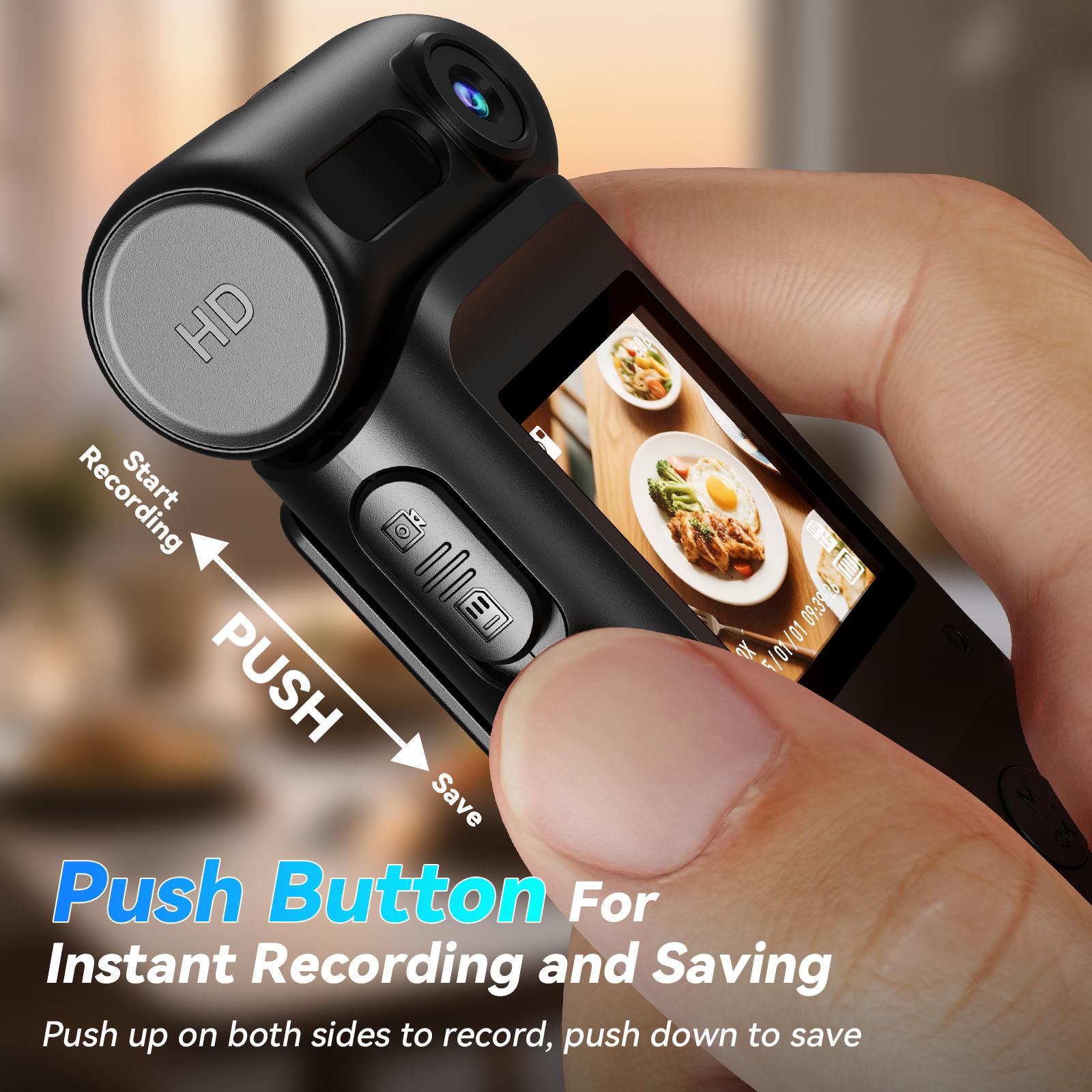 Action Camera with 180° Rotating Lens, Supports up to 512G TF card，1080P FHD Video Camcorder, Handheld Camera for Outdoor Sports, 1000mAh Long Battery