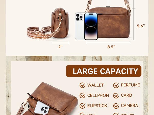 [Valentine's Day Gift] BOSTANTEN Crossbody Bag for Women Vintage Crossbody Purse Women Handbag Small Tote Bag with Adjustable Strap