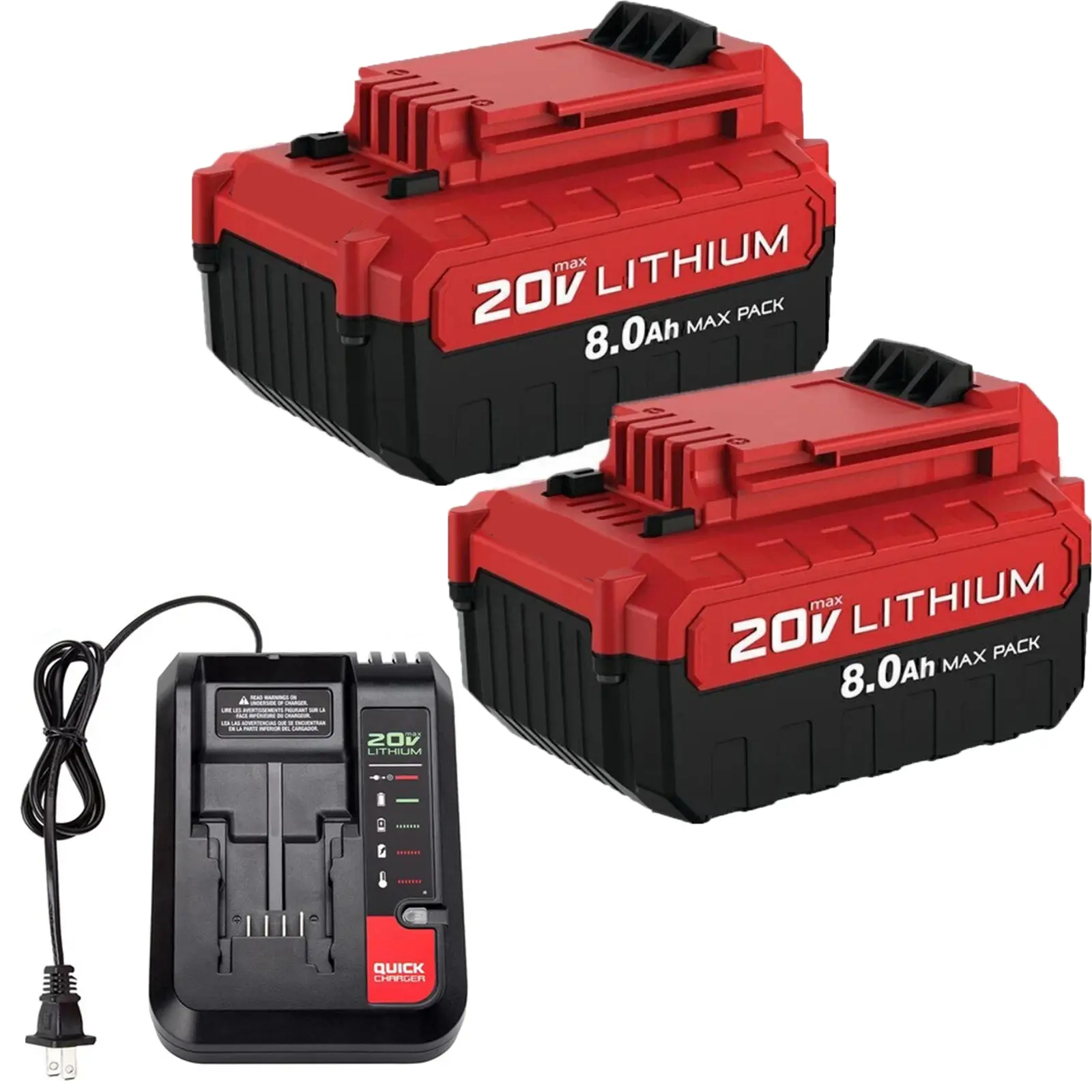 2/1 Pack 20V 8.0Ah Replacement for Porter Cable 20V Battery and PCC692L Charger Compatible with Porter Cable Battery and Charger Combo PCC685L PCC680L PCC682L PCC685LP for Power Tool