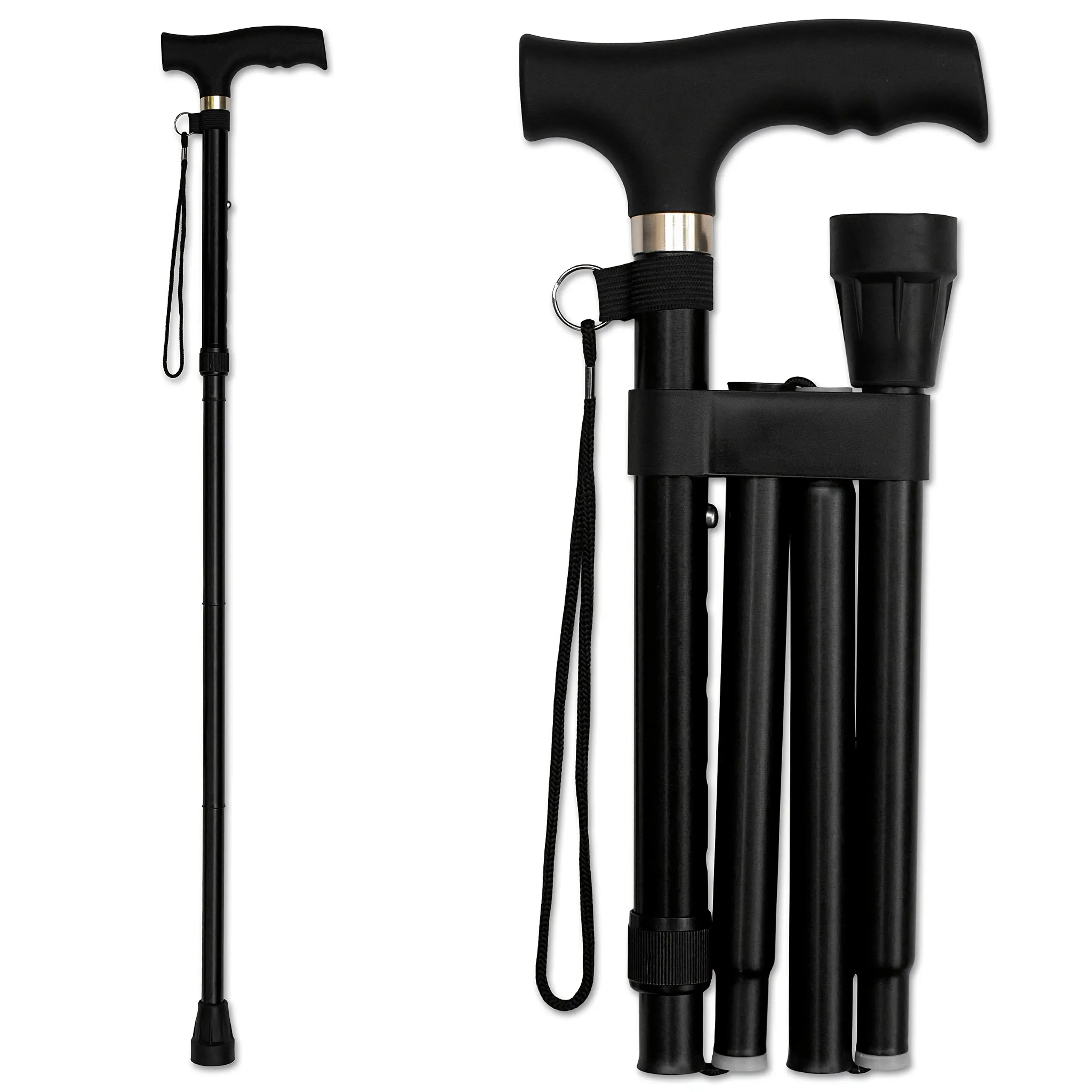Ultralight Weight 4-Section Adjustable Aluminum Alloy Trekking Pole - Ergonomic Comfortable Grip, Customizable Length, Folding Design for Hiking Camping