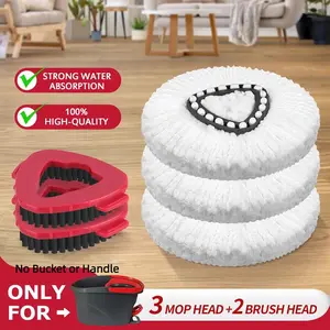 Mothersday Spin Mop Head Replacement for O Cedar 1-Tank System Microfiber Mop Heads-Easy Cleaning Floor Head Mop Set with 2 Refills 4 Brush  For All Floor Type