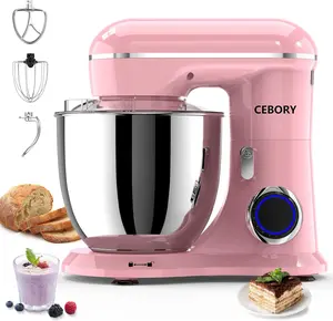 3-IN-1 Electric Stand Mixer, 6.5QT Bowl 660W 10-Speed Kitchen Mixer, Household Food Mixers include Dough Hook, Beater and Whisk, Bread Cake Mixer for Baking and Most Home Cooks, Pink