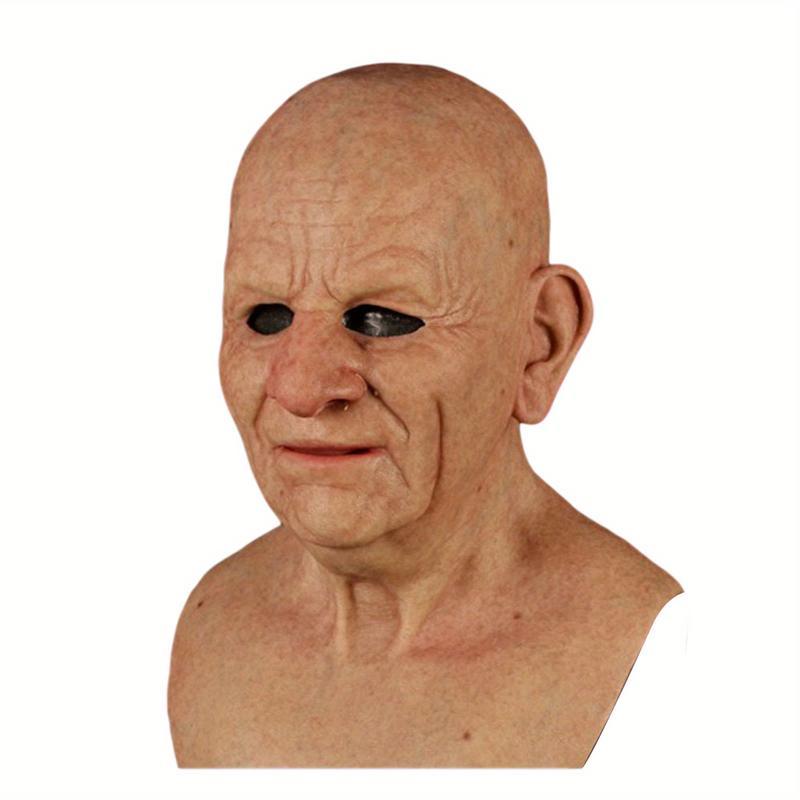 High Quality Creepy Old Man Latex Mask - Realistic Wrinkle Details, White Beard, and Bareheaded Design for Spooky Halloween Masquerade and Role Play - High-Quality Headgear for Adults Accessories High Quality Creepy Old Man Latex Mask - Realistic Wrinkle Details, White Beard, and Bareheaded Design for Spooky Halloween Masquerade and Role Play - High-Quality Headgear for Adults Accessories
