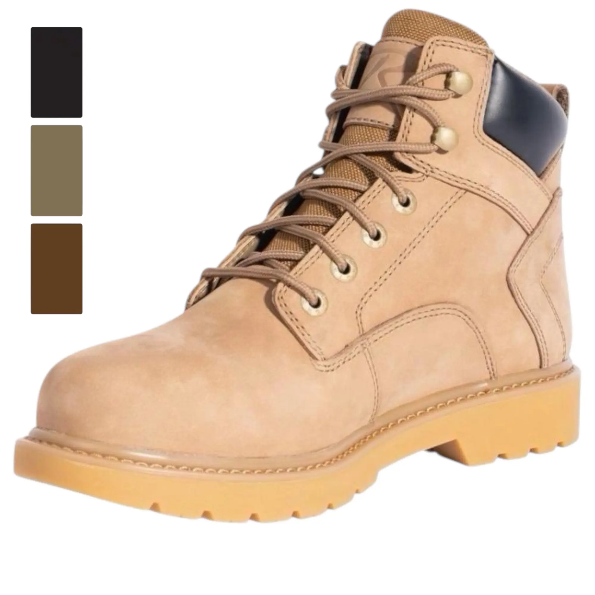 Rothco Men's 6 inch Ankle Tradesman Closed Work Boots - TAA Compliant, Waterproof Leather-Polyester Upper, Nylon-Mesh Accents, EVA Footbed, Non-Slip All-Weather Grip Outsole, 2 Pairs of Laces, Plain Round Toe, Padded Walking Footwear