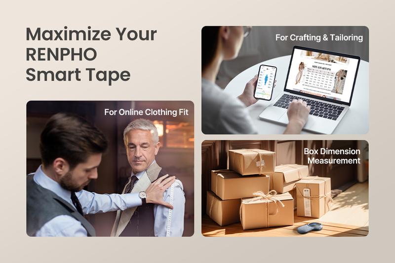 RENPHO Upgraded Smart Body Measuring Tape with Large Display, Gym Gifts Bluetooth Home User Health Equipment, Measure Circumference Length, 60in /150cm