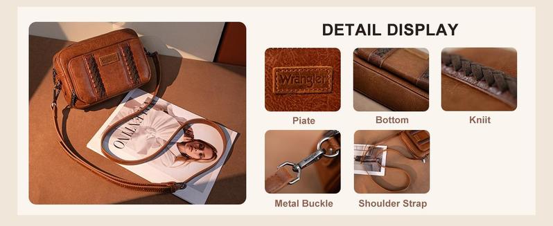 Wrangler Crossbody Bag for Women Shoulder Purse Small Multi Pocket Crossover Bag with Adjustable Strap