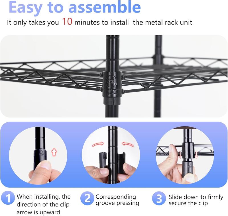 Wire Shelving Units Adjustable Metal Storage Rack 23D x 13W x 30H 3 Tier Pantry Shelves NSF Kitchen Shelf for Kitchen Garage Commercial Small Places,Black