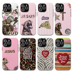 Christian Leopard Print Tough Phone Case – Elegant Faith Statement, Neutral Luxury Style for iPhone 17 16 15 14 13 12 Pro Max, Samsung S25 S24 S23 Ultra, Tough Phone Case