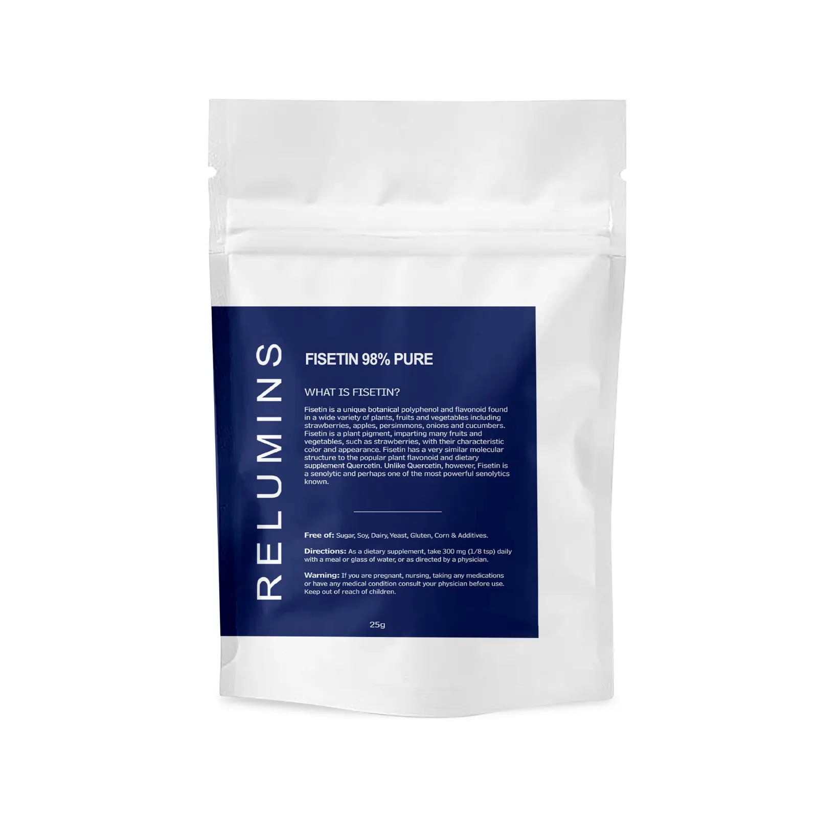 Relumins Fisetin Powder 25g – Medical Grade 98% Purity – Premium Plant-Based Supplement for Focus, Daily Balance & Natural Vitality – Easy to Mix, Lab-Tested Flavonoid