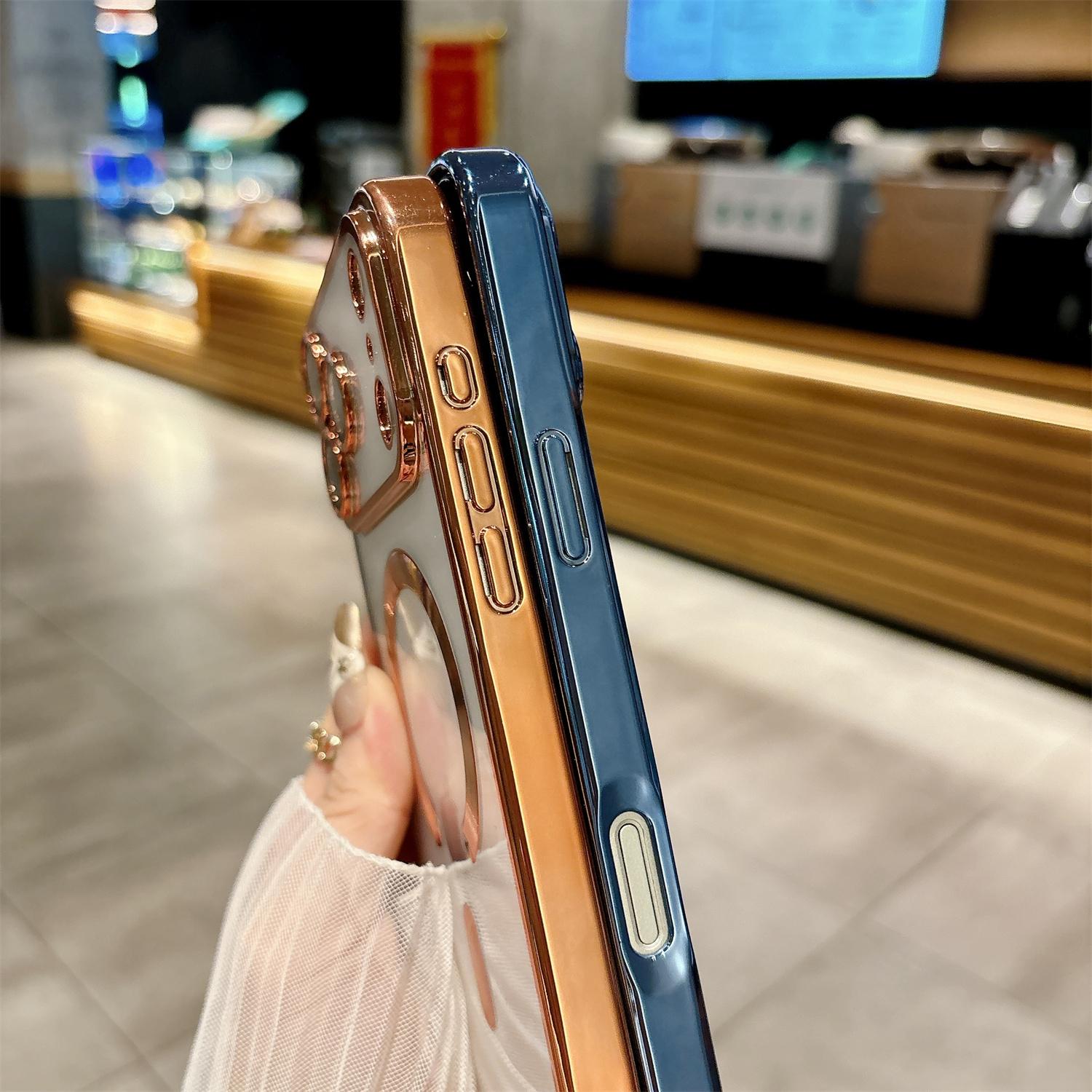 For iPhone 17 Pro Max 16 15 Plus/Pro [Compatible with MagSafe] Shockproof Camera Lens Protectors Electroplate Edge Soft TPU Protective Phone Cover Durable Wireless Magnetic