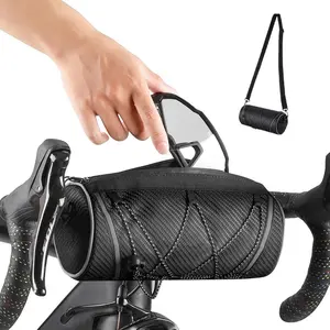 Bike Handlebar Bag - 2L Waterproof Bicycle Front Bag for Road & Mountain Bikes - Versatile Bikepacking Accessory with Reflective Safety Strips & Detachable Shoulder Strap - Fits E-bikes, Scooters